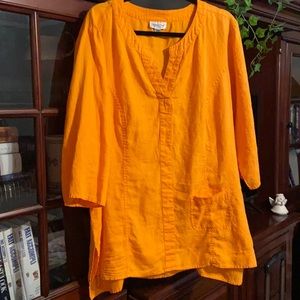 Orange linen top. 2X